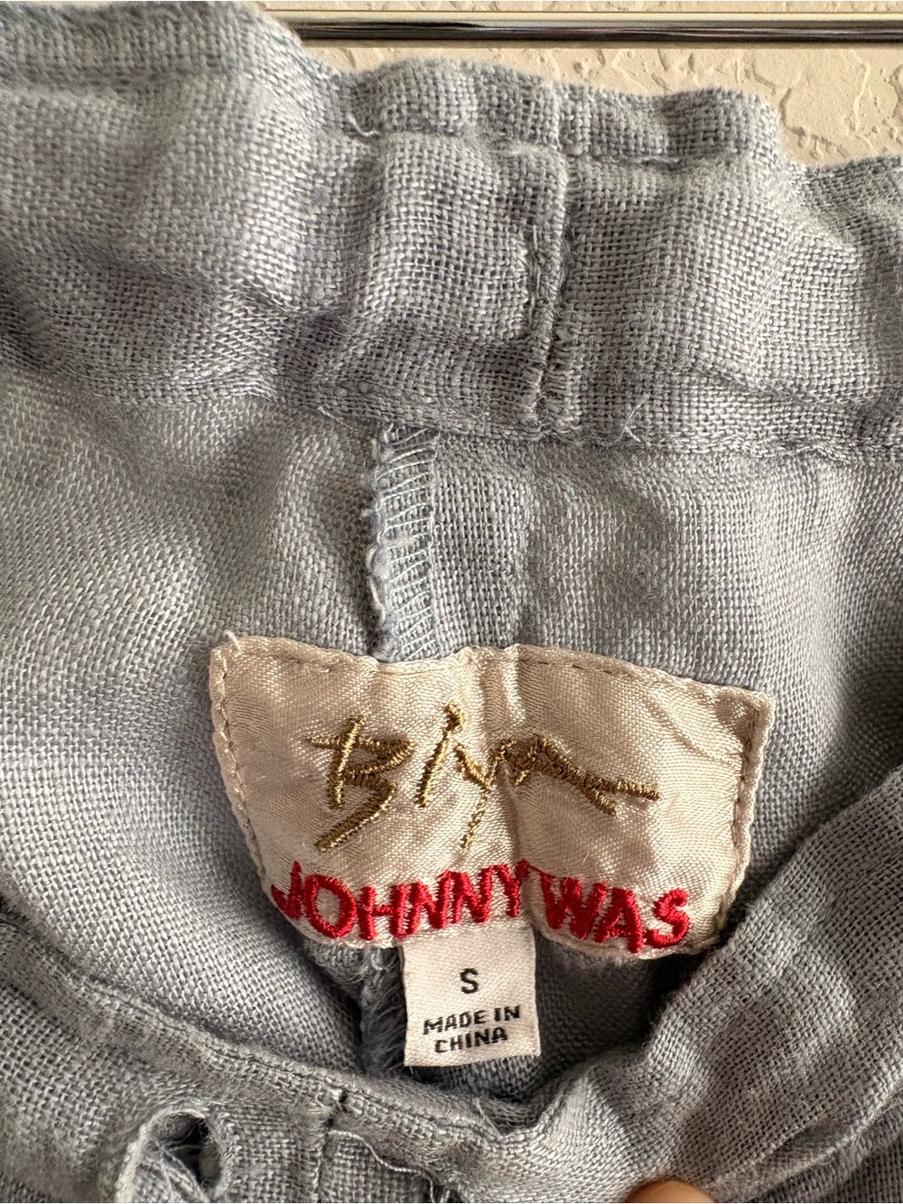 Johnny Was Embroidered Pants BIYA Elektra Small White Linen Drawstring B63422-2 - Picture 3 of 11